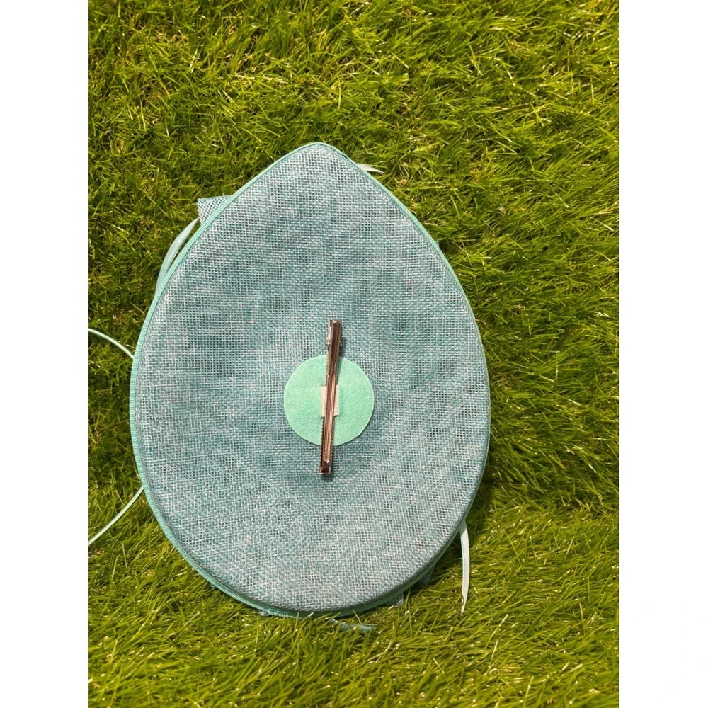 Aqua Blue Sinamay Fascinator Hat Feather Woven Loop Wedding Derby Headpiece
